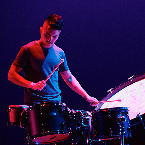 James playing percussion