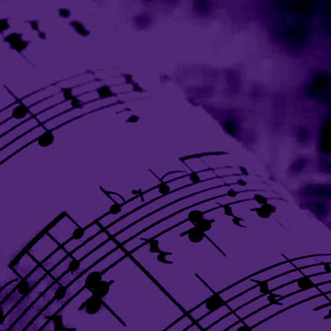 music notes with a purple filter 