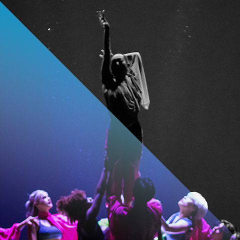 a dancer raised up on a stage