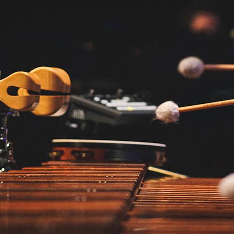 Close up of marimba and mallets