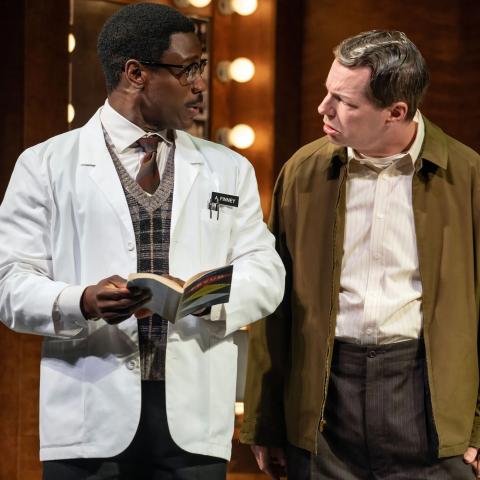 The Broadway play 'Goodnight,' Oscar features musical theater alum Marchánt Davis (left) as Alvin Tunney and Sean Hayes as Oscar Levant.