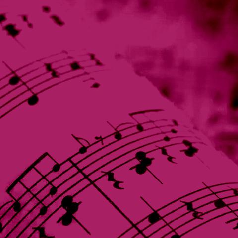 Sheet music with a pink filter