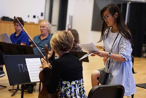 Students in a composing summer program