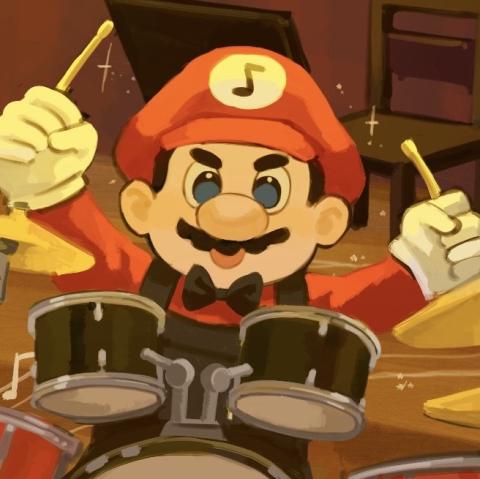 mario cartoon drumming