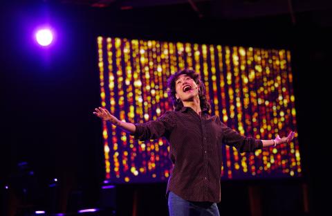  Musical theater student Nico Ochoa, the 2023–2024 Florence D. Berger scholar, performs “I Am What I Am” from La Cage aux Folles.