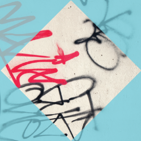red and black indecipherable graffiti